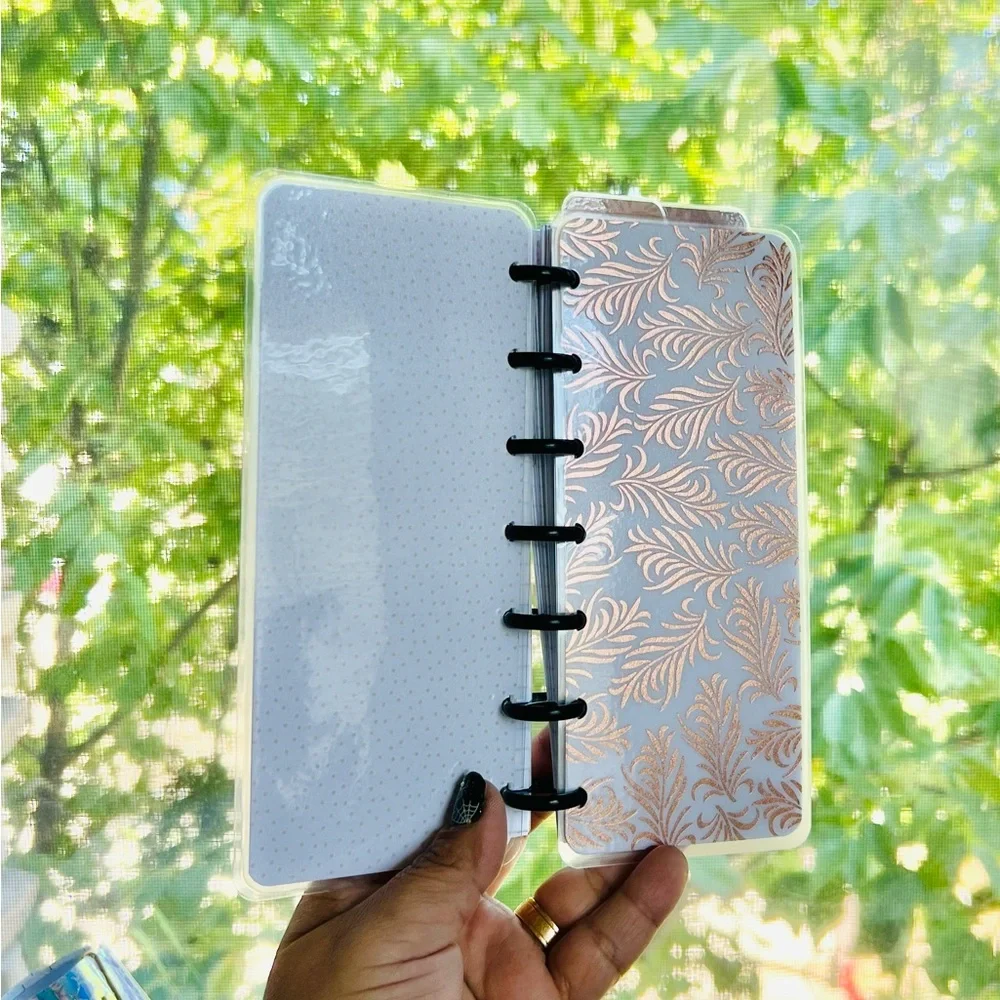Skinny Mini planner rose gold leaves